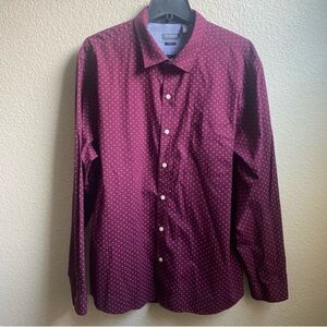 Van Heusen Burgundy Polka Dot Dress Shirt